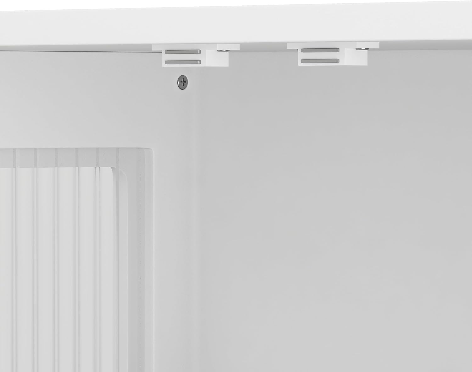 Polibi Wall Cabinet with Fluted Glass, Modern Wall-Mounted Storage with Towel Bar, Removable Shelves, Minimalist Design for Entryway Living Room Bathroom Dining Room, Easy Assembly, White