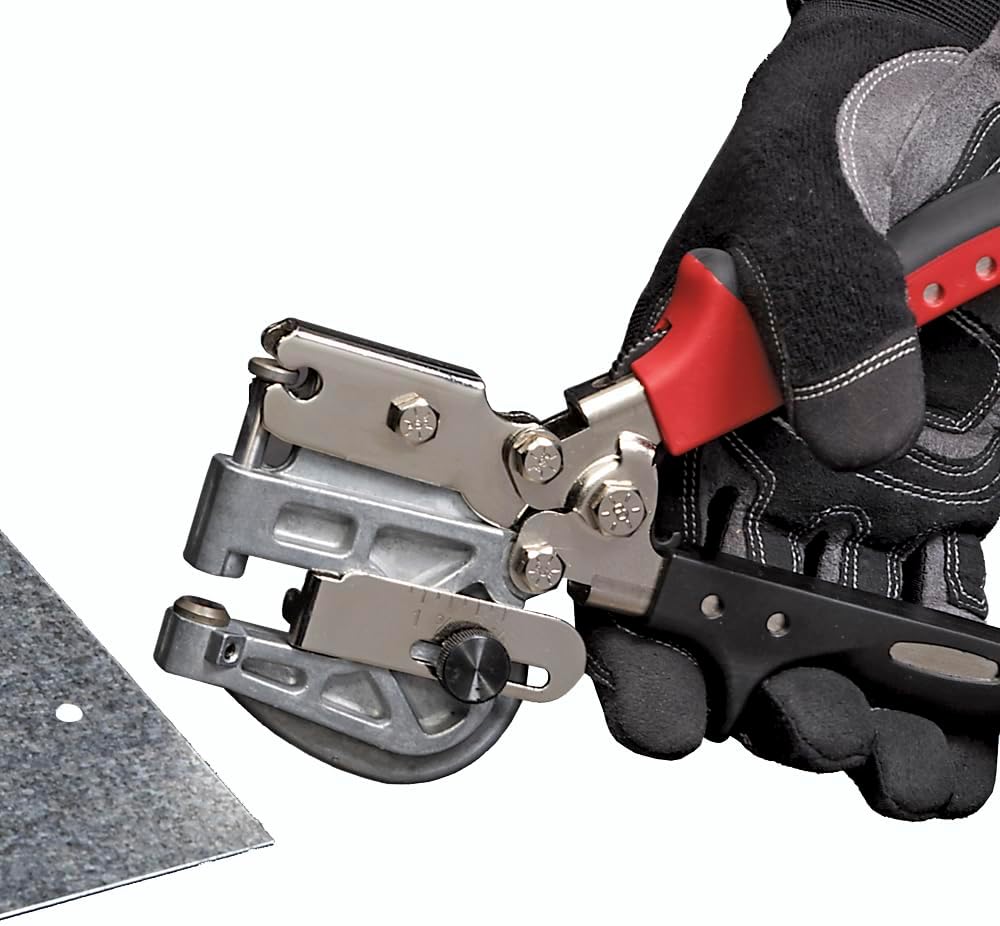 Malco HP18KR Metal Hand Punch Kit – Includes 1/8″ & 3/16″ Punches + Dies, Up to 22-Gauge Sheet Metal, Die-Cast Frame, Rivet Hole Punch, Window Extrusions, Ductwork, Sheet Stock