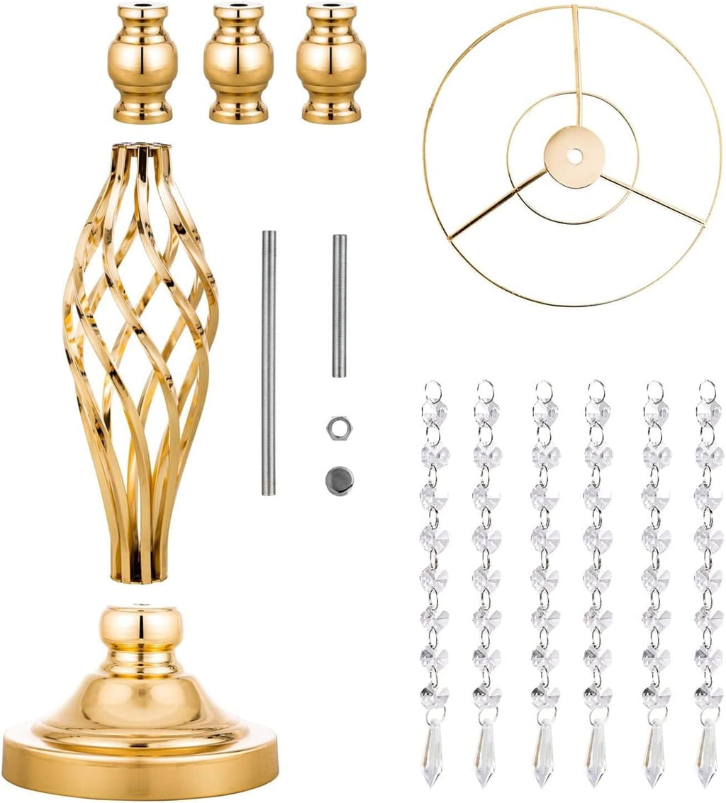 Metal Flower Stands with Crystal Beads - Wedding Centerpieces for Table Decorations, Elegant Metal Flower Arrangement Stands, Flower Vases for Wedding Party Celebration Home Decor (Gold-10pcs)
