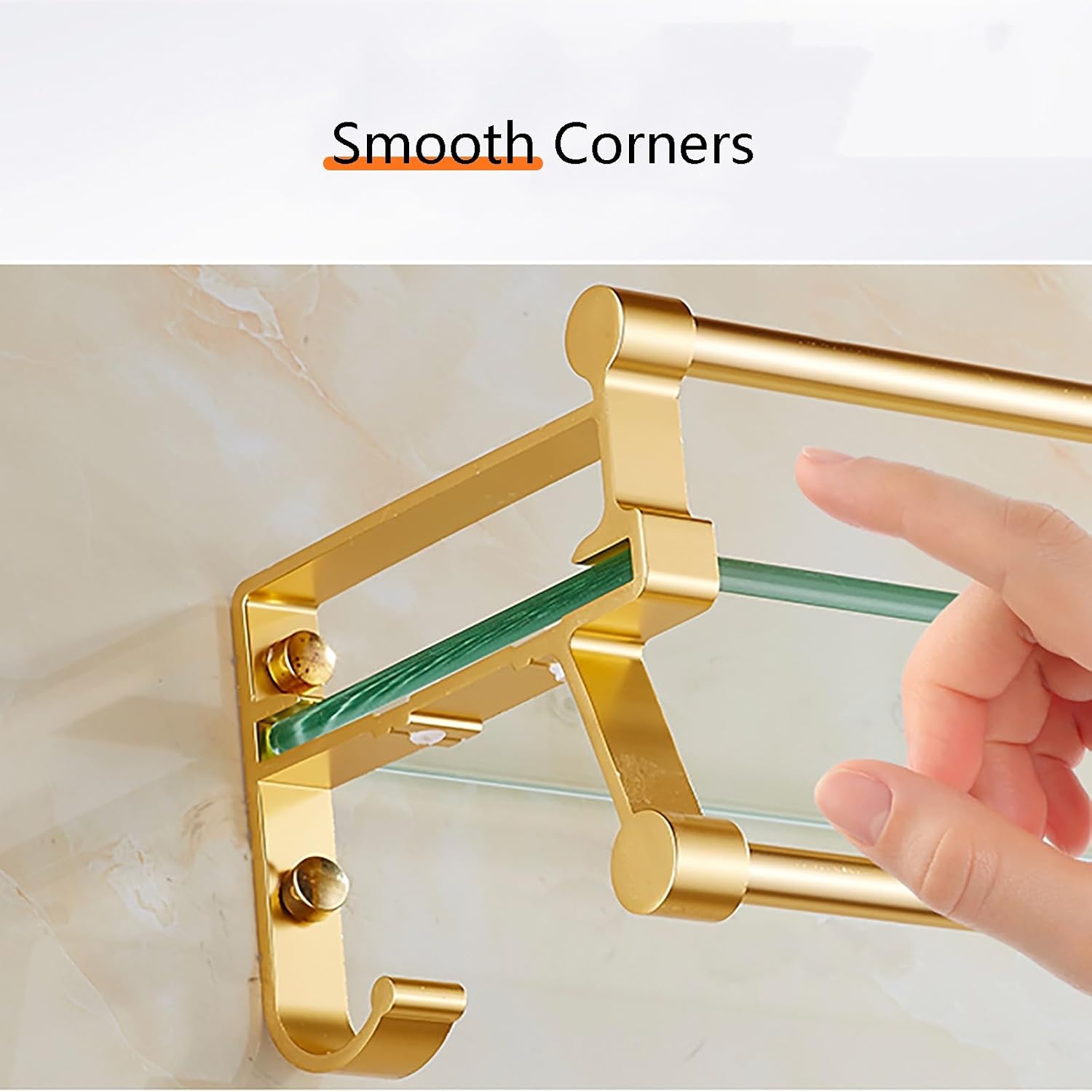 Bathroom Shelf with Hand Towel Bar Wall Mounted Tempered Glass Shower Storage European Retro Floating Shelf for Kitchen Drill Free Shower Caddy Silver 20in (Silver 24in)