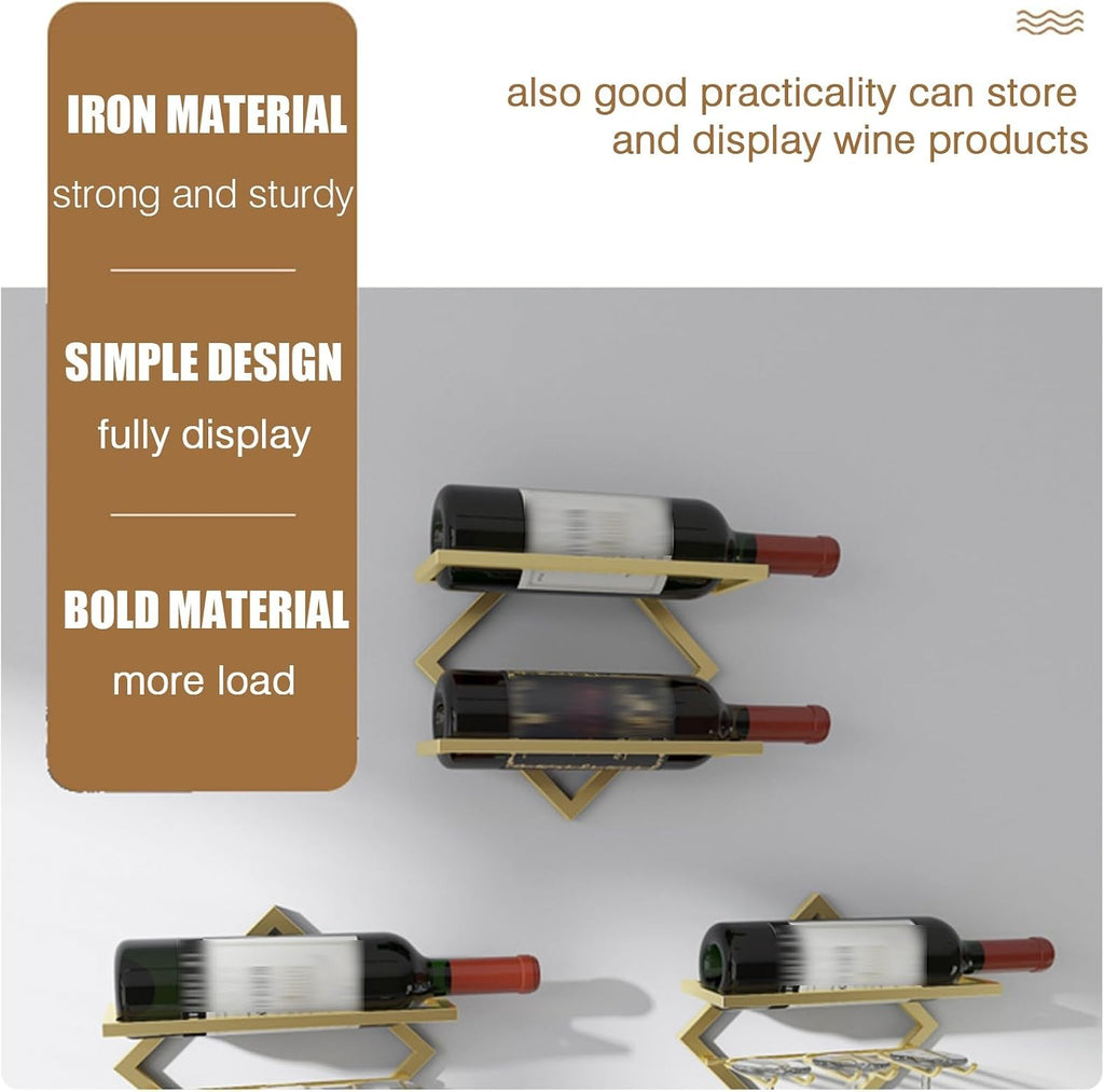 Bar Unit Floating Shelves, Metal Wine Rack Wall Mounted Modern, Elegant Storage For Living Room - With Hanging Wine Glass Rack Mini Bar Bottle Display Shelf Whiskey Shelf Corner Bar ( Color : Black-2p