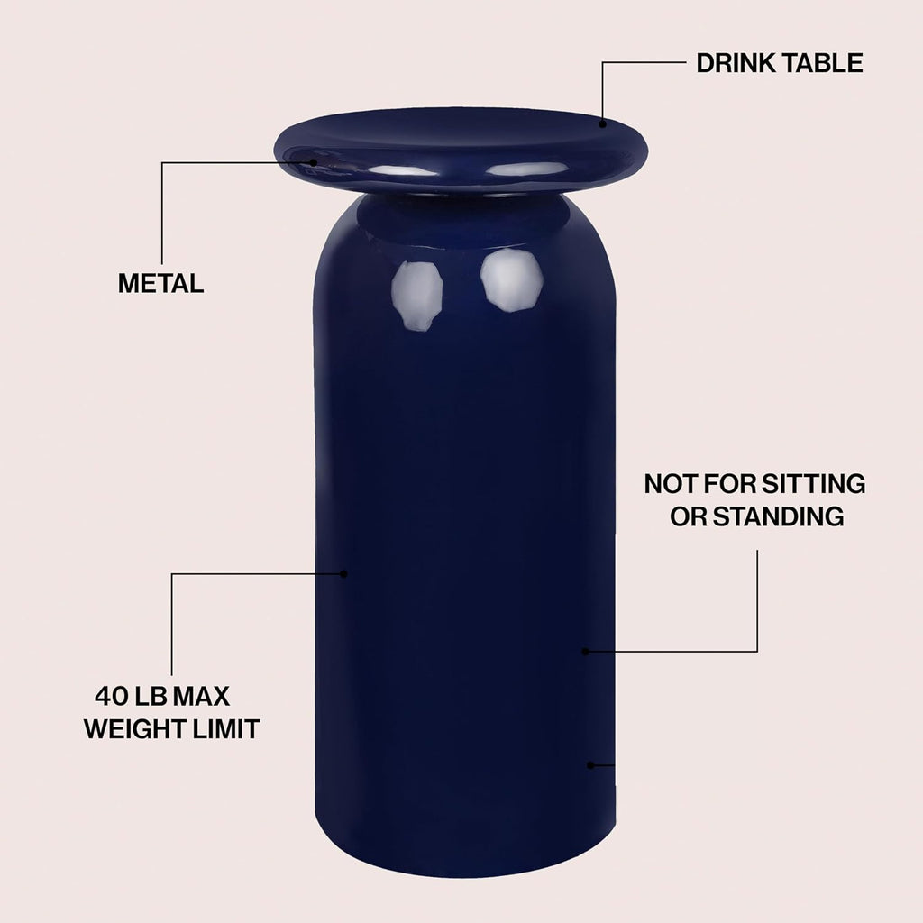 JONATHAN Y END1008D Miles 22.75' Mid-Century Modern Metal Sleek Cylinder Drink Table and Decorative End Table for Living Room, Bedroom, Office, Bathroom, Navy