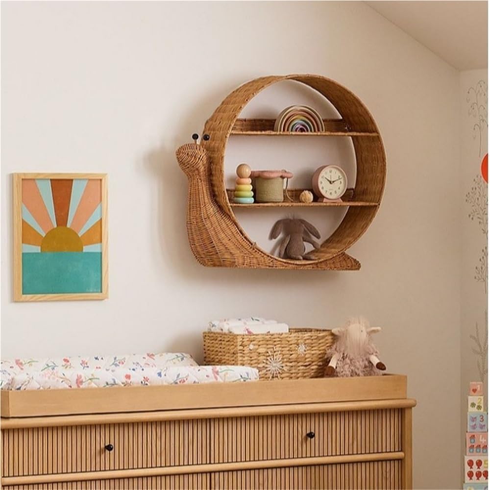 Creative Wall-Mounted Cup Rack, Book Storage Rack, Rattan Display Rack, Suitable for Bedroom, Living Room, Restaurant, Store Decoration