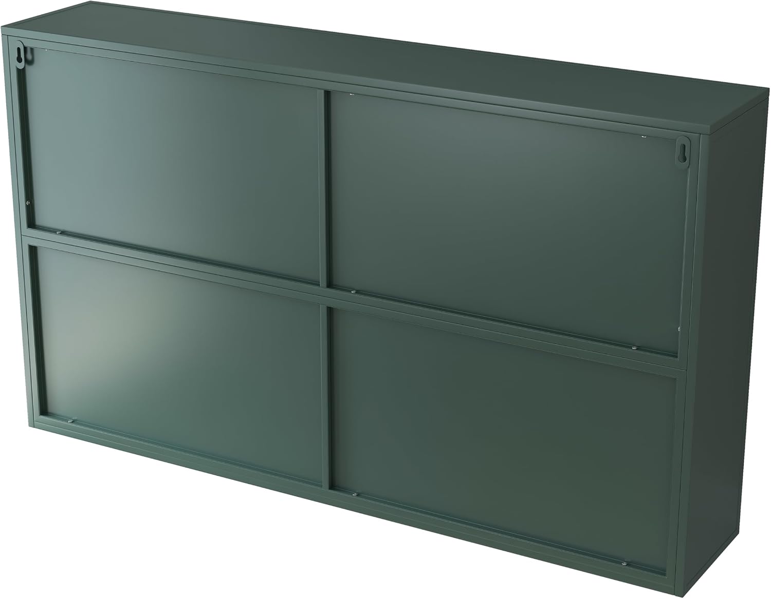 Retro Style Tempering Glass Door Wall Cabinet with Detachable Shelves and Open Shelves，for Office Dining Room,Living Room, Kitchen and Bathroom Dark Green