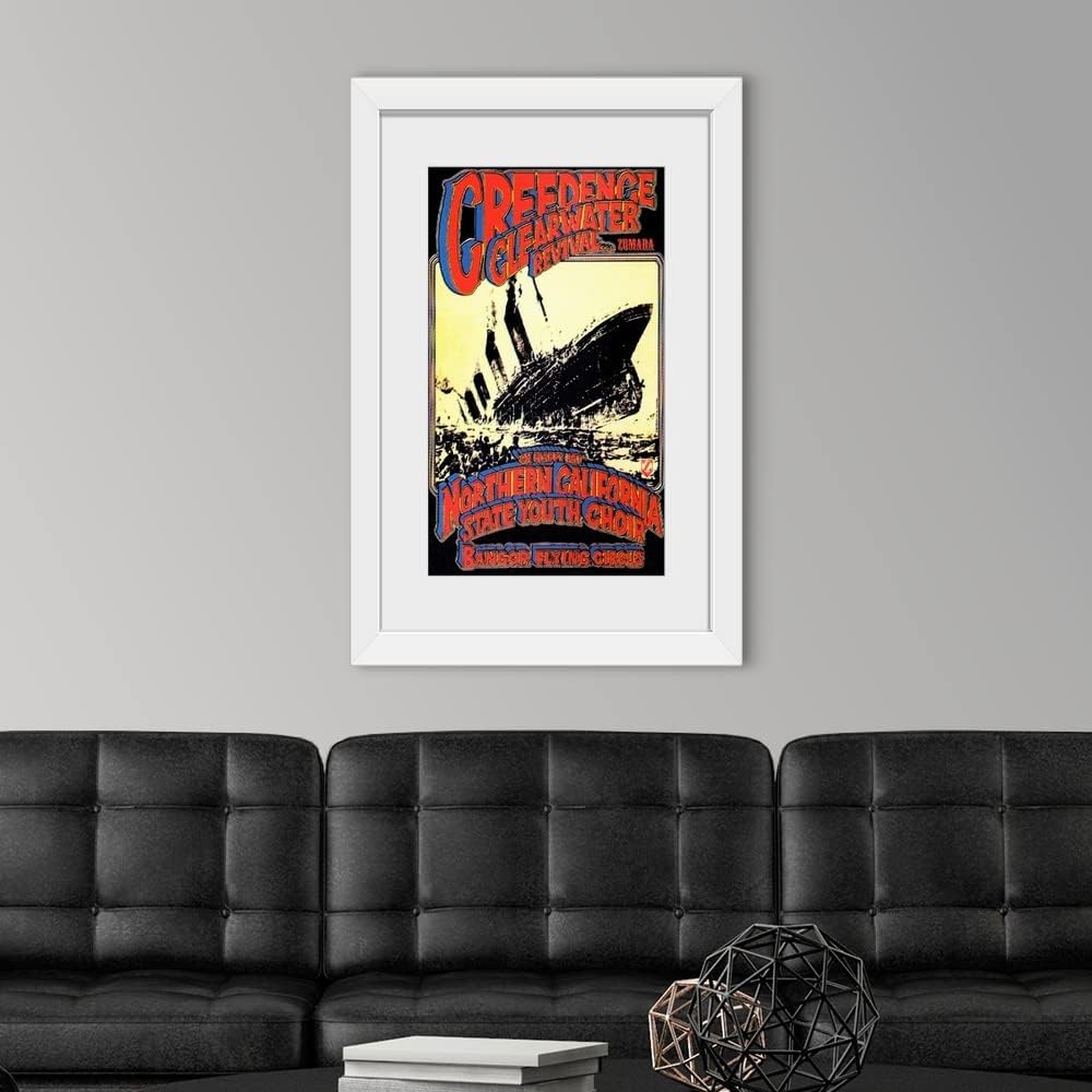 GREATBIGCANVAS Creedence Clearwater Revival Poster White Framed Wall Art Print, Classic Rock Artwork