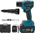 26V Cordless Electric Rivet Gun Brushless - Portable Battery Pop Rivet Tool Kit, Auto Reverse, Toolbox Storage, Fits 0.12-0.2in Rivets for Roofer, Gutter Installer & Mechanic completeset