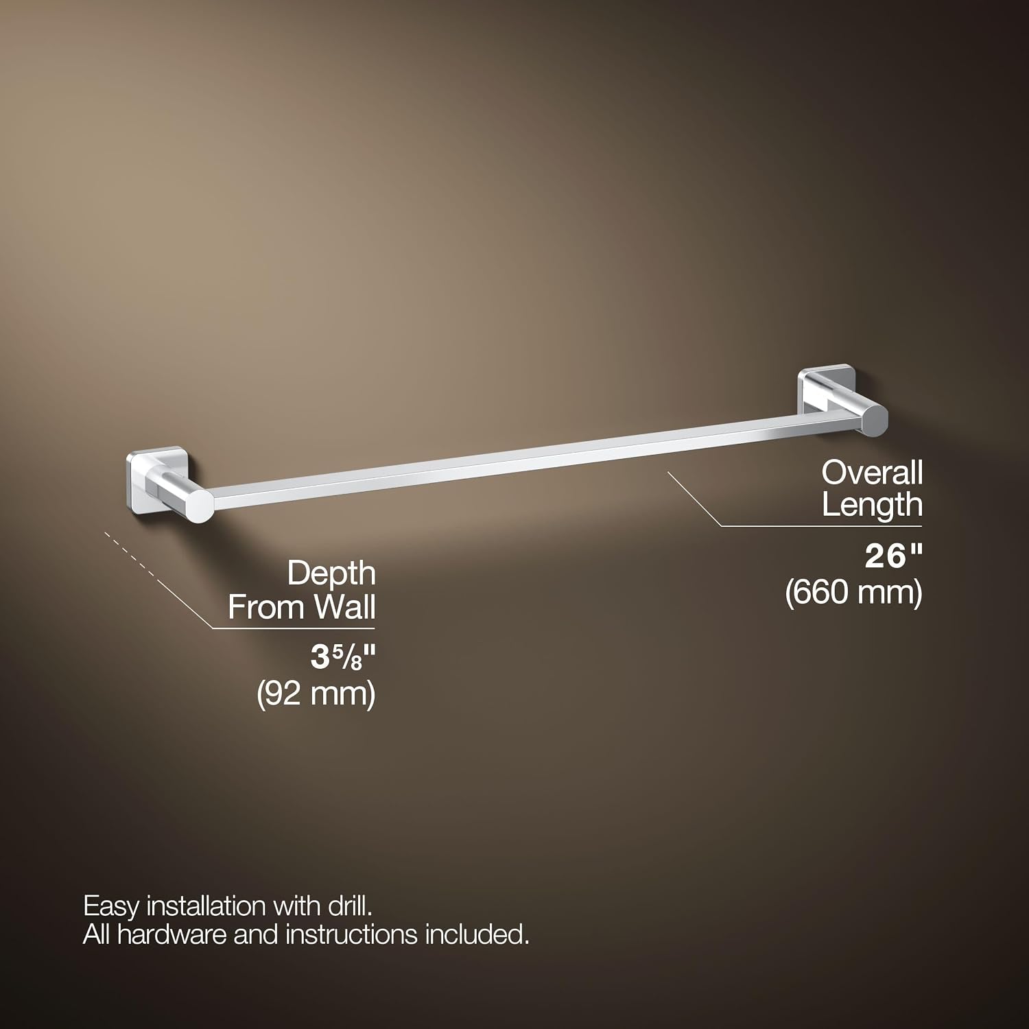 Kohler 23525-CP Parallel® 24' Towel bar, Polished Chrome