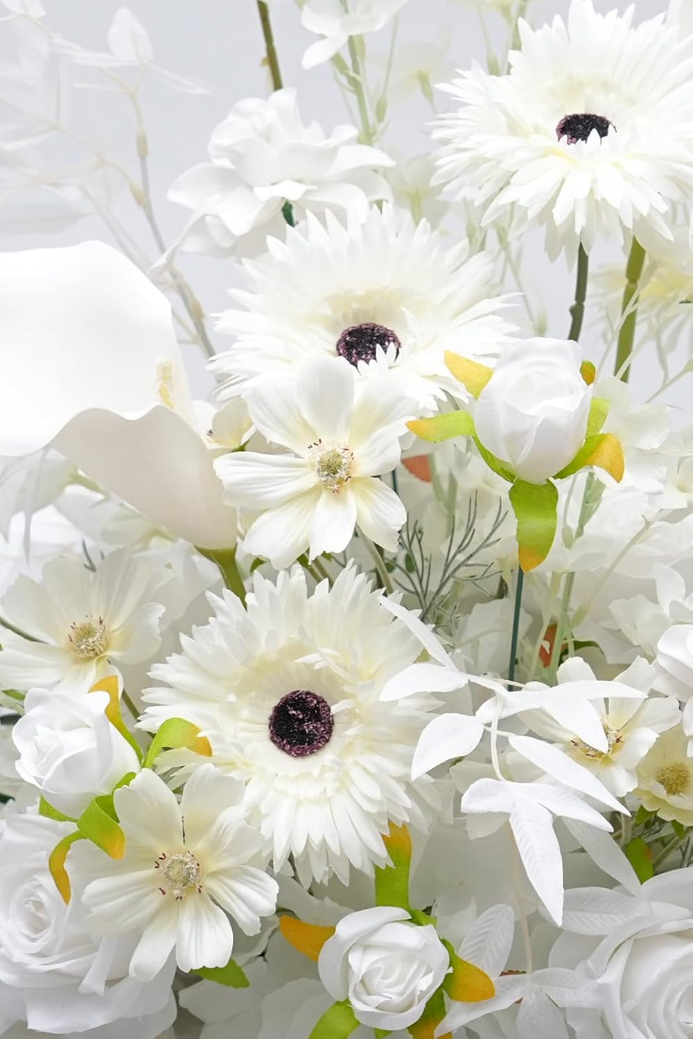 2pcs Free Standing Flowers Ball Bouquet Artificial Rose Floral Arrangements for Wedding Centerpieces Tables Aisle (19'' New White)
