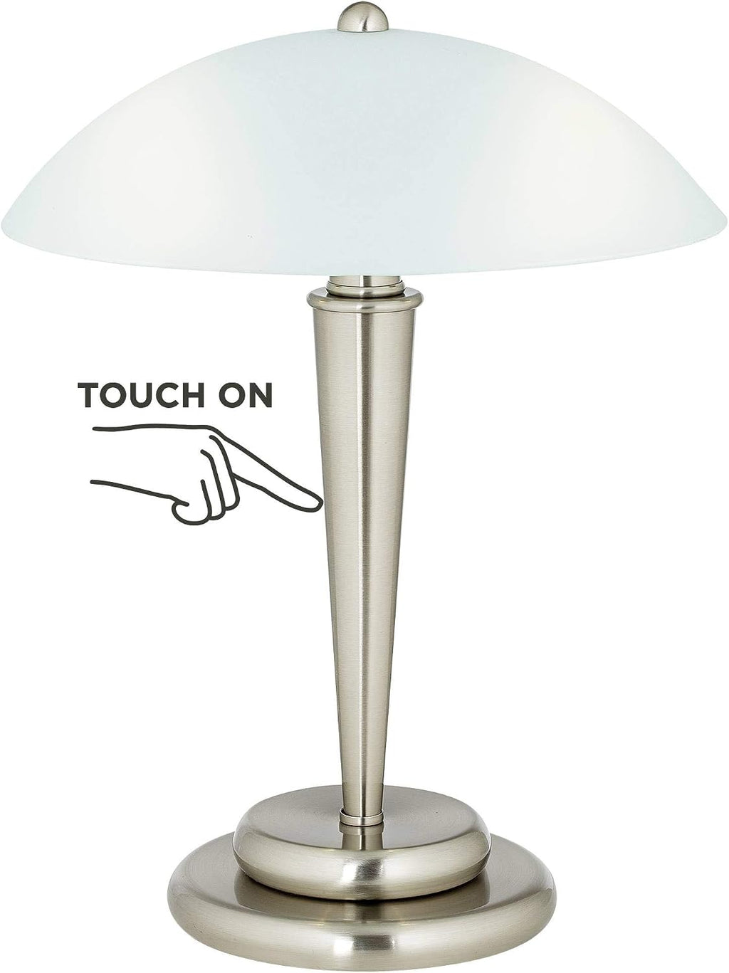 360 Lighting Deco Dome Modern Desk Table Lamp 17' High Touch On Off Brushed Nickel White Frosted Glass Shade for Living Room Bedroom House Bedside Nightstand Home Office Reading Family