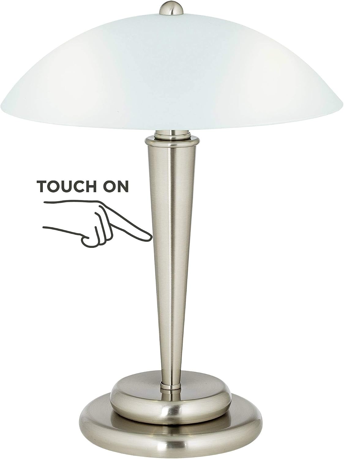 360 Lighting Deco Dome Modern Desk Table Lamp 17' High Touch On Off Brushed Nickel White Frosted Glass Shade for Living Room Bedroom House Bedside Nightstand Home Office Reading Family