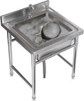 Utility Sink Stainless Steel 1 Compartment Commercial Kitchen Sink with Faucet, Free Standing Single Bowl Sink for Restaurant, Bar, Laundry, Garage
