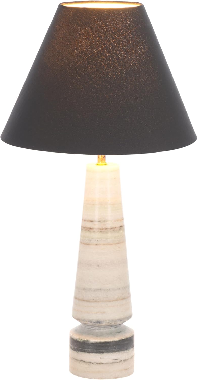 SAFAVIEH Lighting Collection Jules White & Black Marble 22-inch Table Lamp for Bedroom, Living Room, Home Office, Desk, Nightstand
