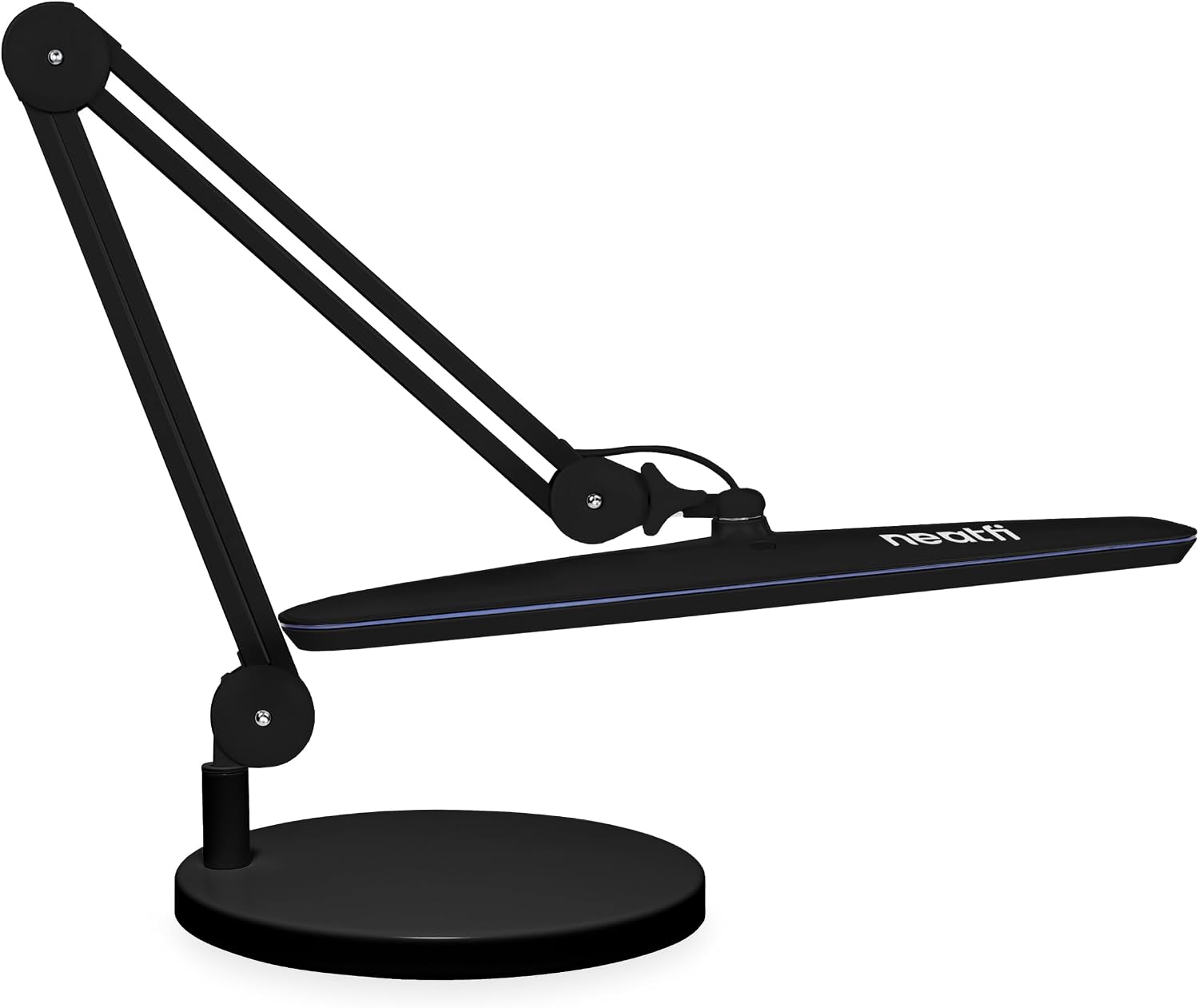 Neatfi XL 24W LED Desk Lamp – 2,200 Lumens | 23' Wide Shade | Dimmable Eye-Caring Task Light | Adjustable Arm | Office, Study, Crafting & Nail Techs (Black, Non-CCT with Base)