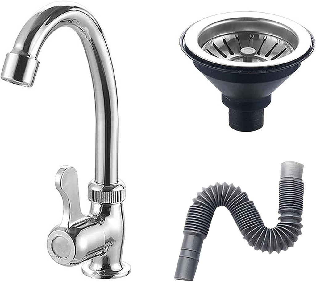 Commercial Sink Single Bowl Sink Workbench for Restaurant, Kitchen, Laundry Room, Backyard, Garages Free Standing Sink with Faucet