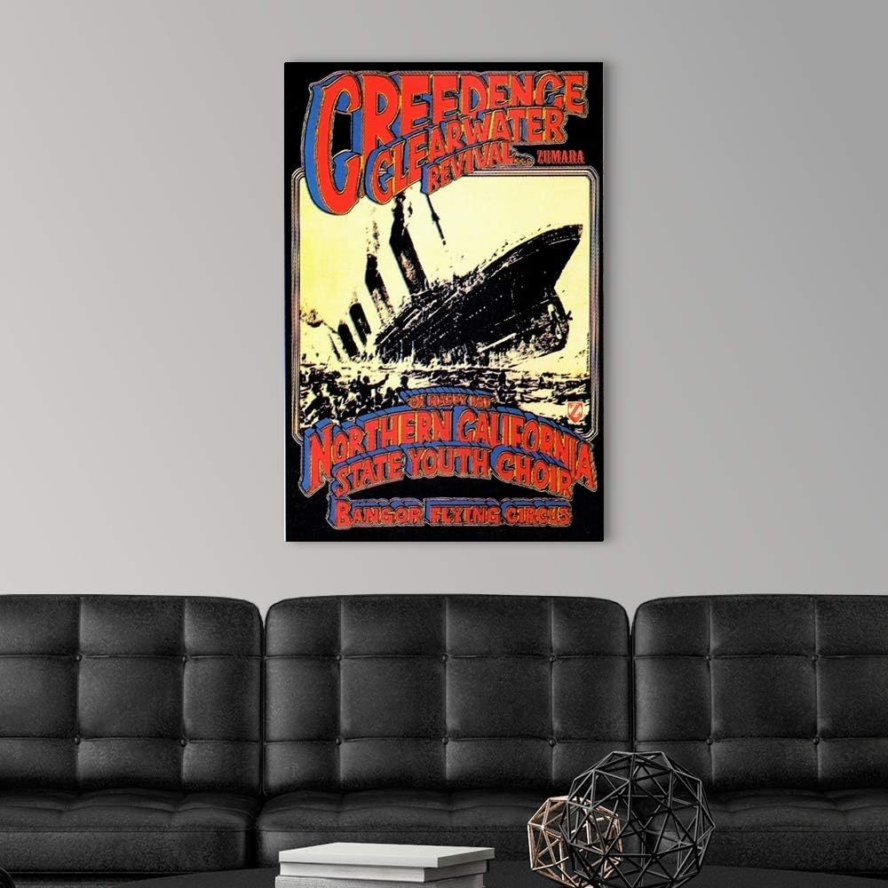 GREATBIGCANVAS Creedence Clearwater Revival Poster Canvas Wall Art Print, Classic Rock Home Decor Artwork, 24'x36'