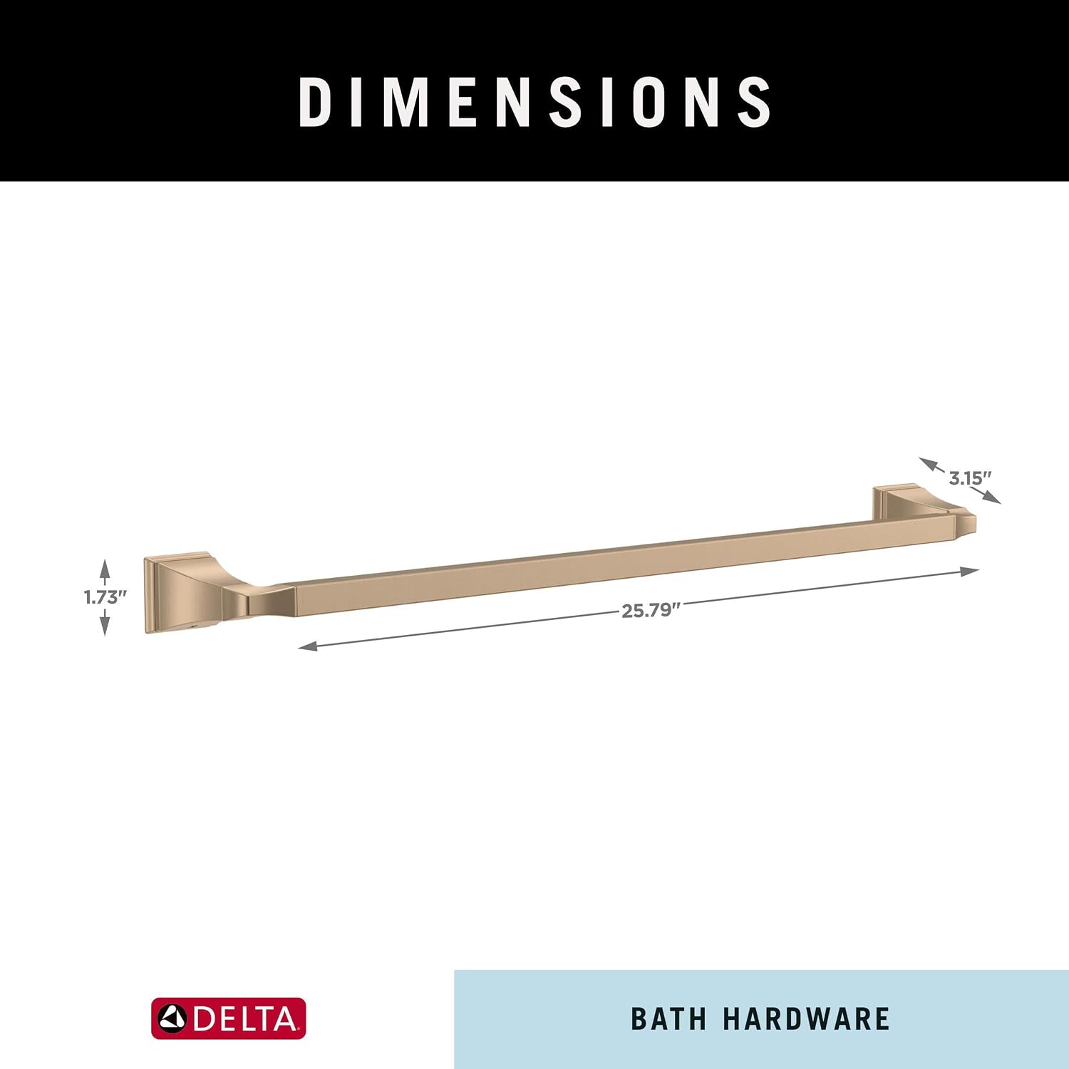 DELTA Dryden 24 inch Towel Bar, Champagne Bronze, Bathroom Accessories, 75124-CZ