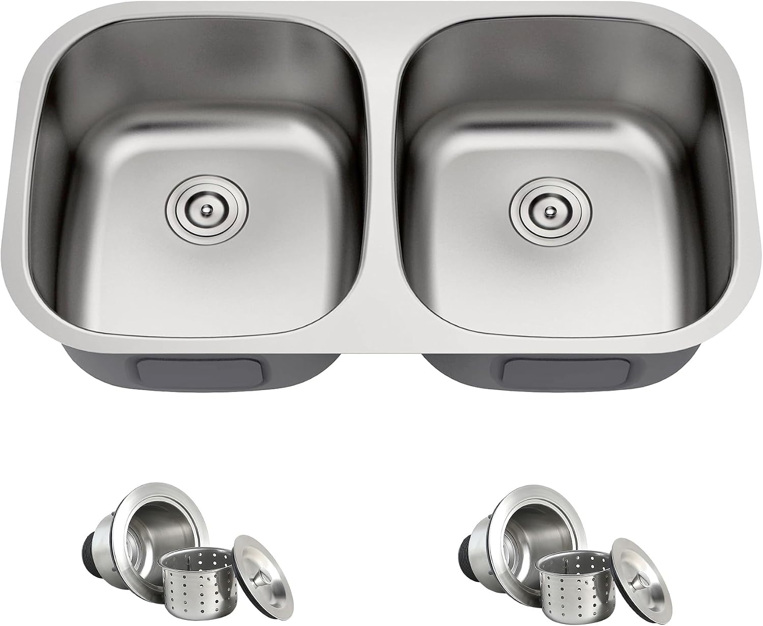 32 Inch Undermount Double Bowl Kitchen Sink 50/50 Stainless Steel 18 Gauge Commercial Grade Satin Finish Sinks 32' x 18' x 9'