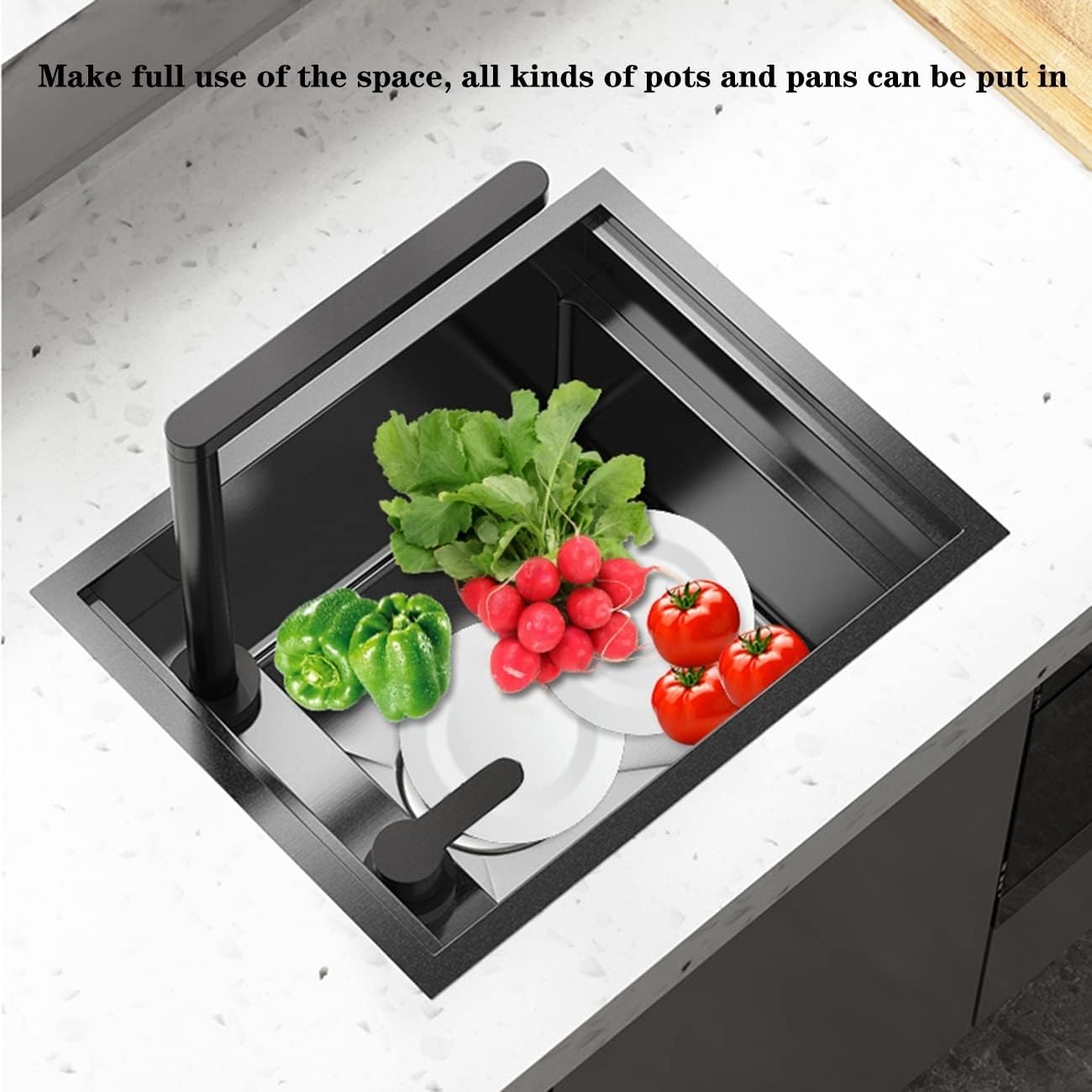 Kitchen Sinks, Single Bowl Rv Hidden Sink Small Single Bowl Sink Built-in Sink Kitchen Pantry Bar Sink Space Saving (30 * 45 * 22Cm