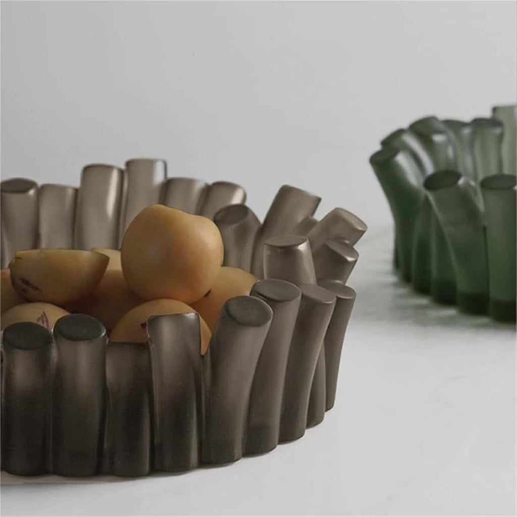 Creative Minimalist Fruit Bowl, Unique Composite Resin Plate Tray - Elegant Home Table Decoration & Storage Organizer(Brown)