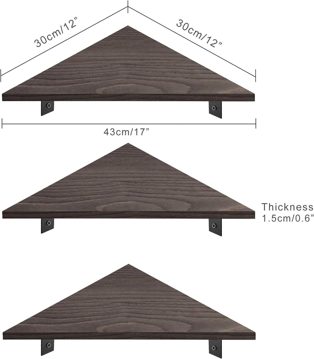 Floating partition Solid Pine Floating Corner Shelves Wall Mounted Set of 3 Rustic Storage Decorative Shelf for Bathroom Bedroom Living Room Kitchen Office Shelf