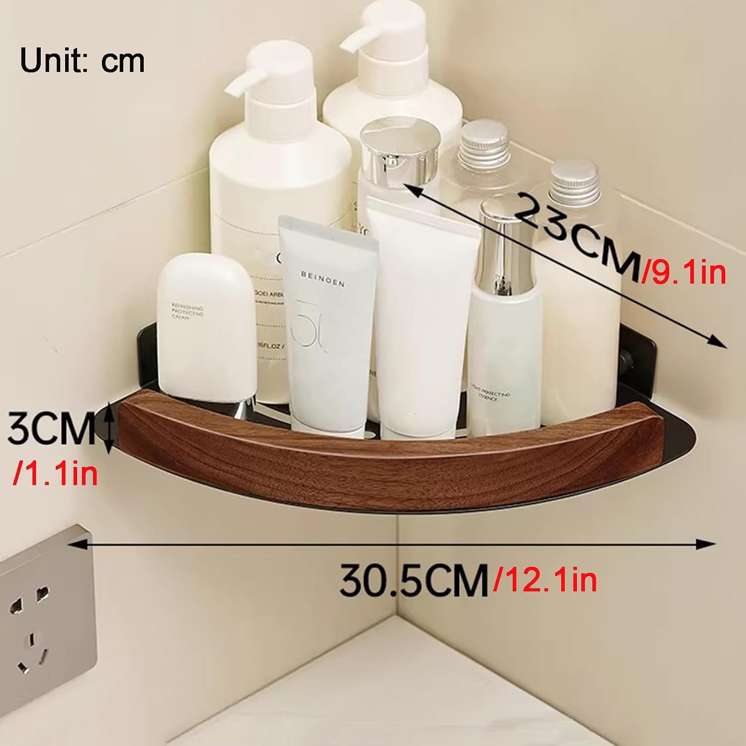 Bathroom Corner Shelf, Wall-Mounted StorageKitchen, Utility Rack Stylish Shower Caddy, for Bedrooms, Kitchens and Sink Units(30.5 * 3 * 2)