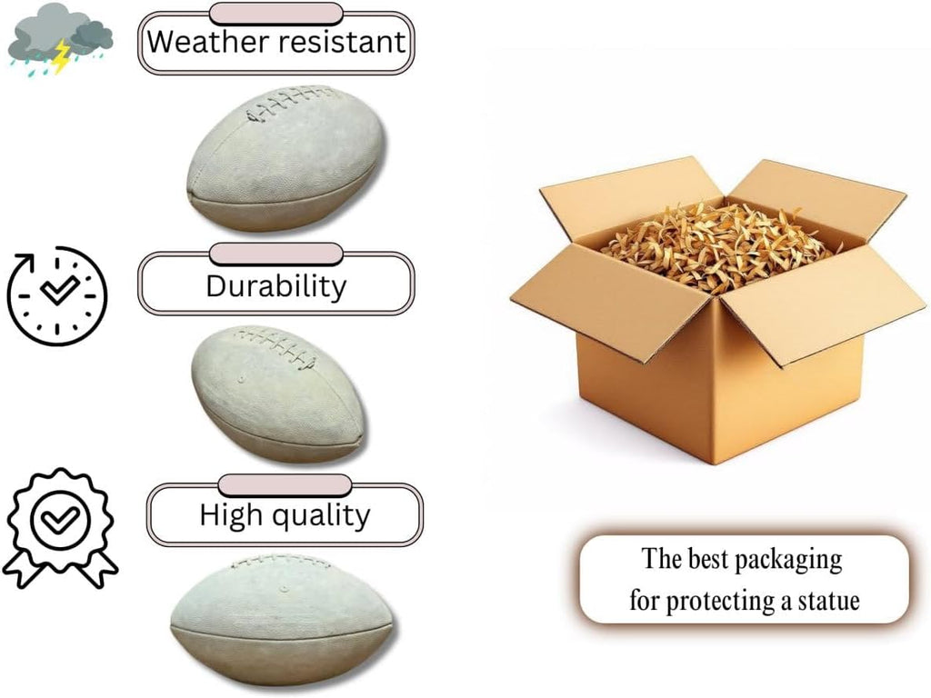 Stone Ball Statue Concrete Football Ball Garden Decor Outdoor Ball American Football Ornament Yard Ball Figure Football Lover Gift