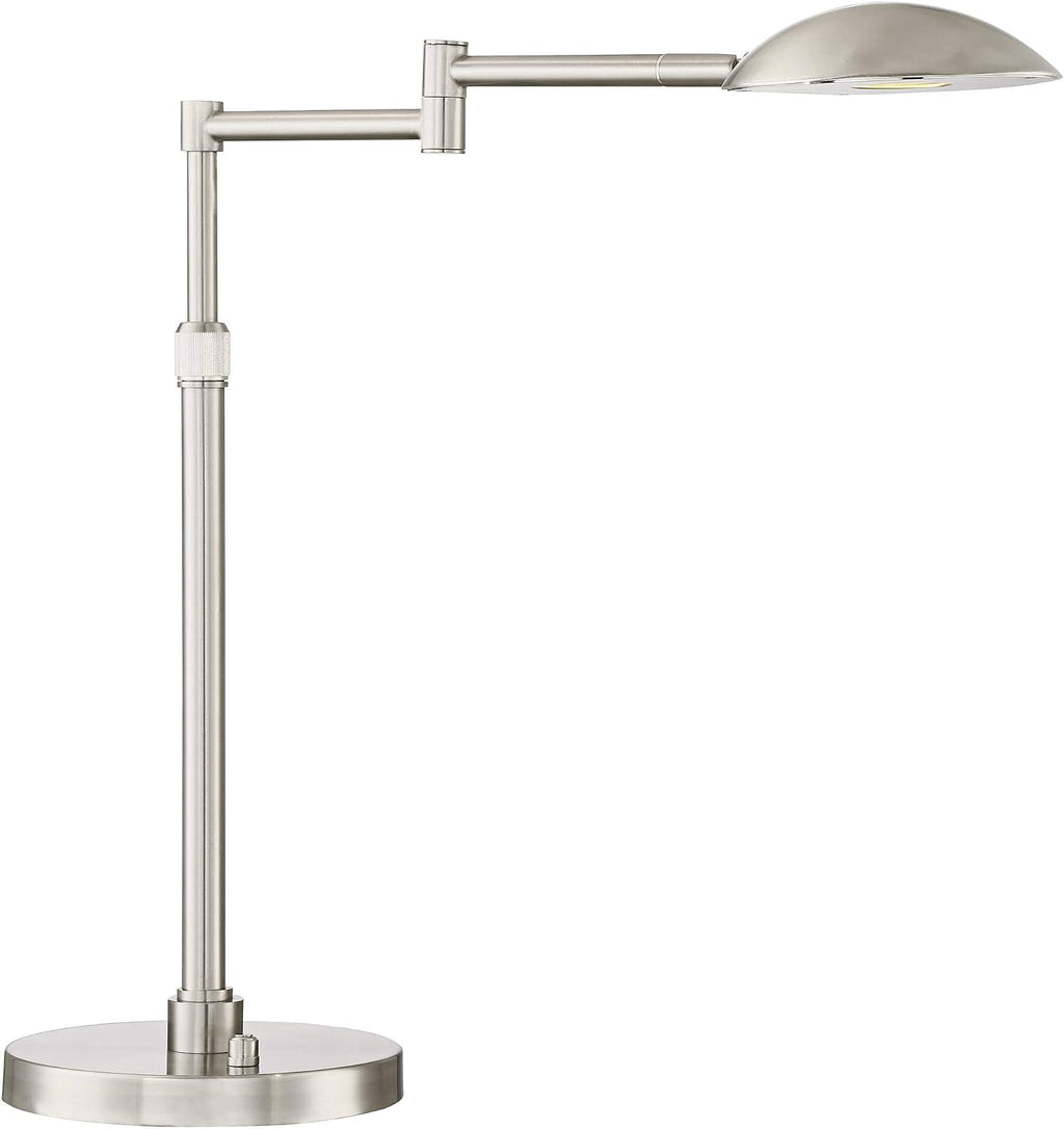 Possini Euro Design Eliptik Modern Desk Table Lamp 24 1/2' High Satin Nickel Metal LED Swing Arm Adjustable Height Decor for Bedroom Living Nightstand Bedside Office Kids Room House Home Family