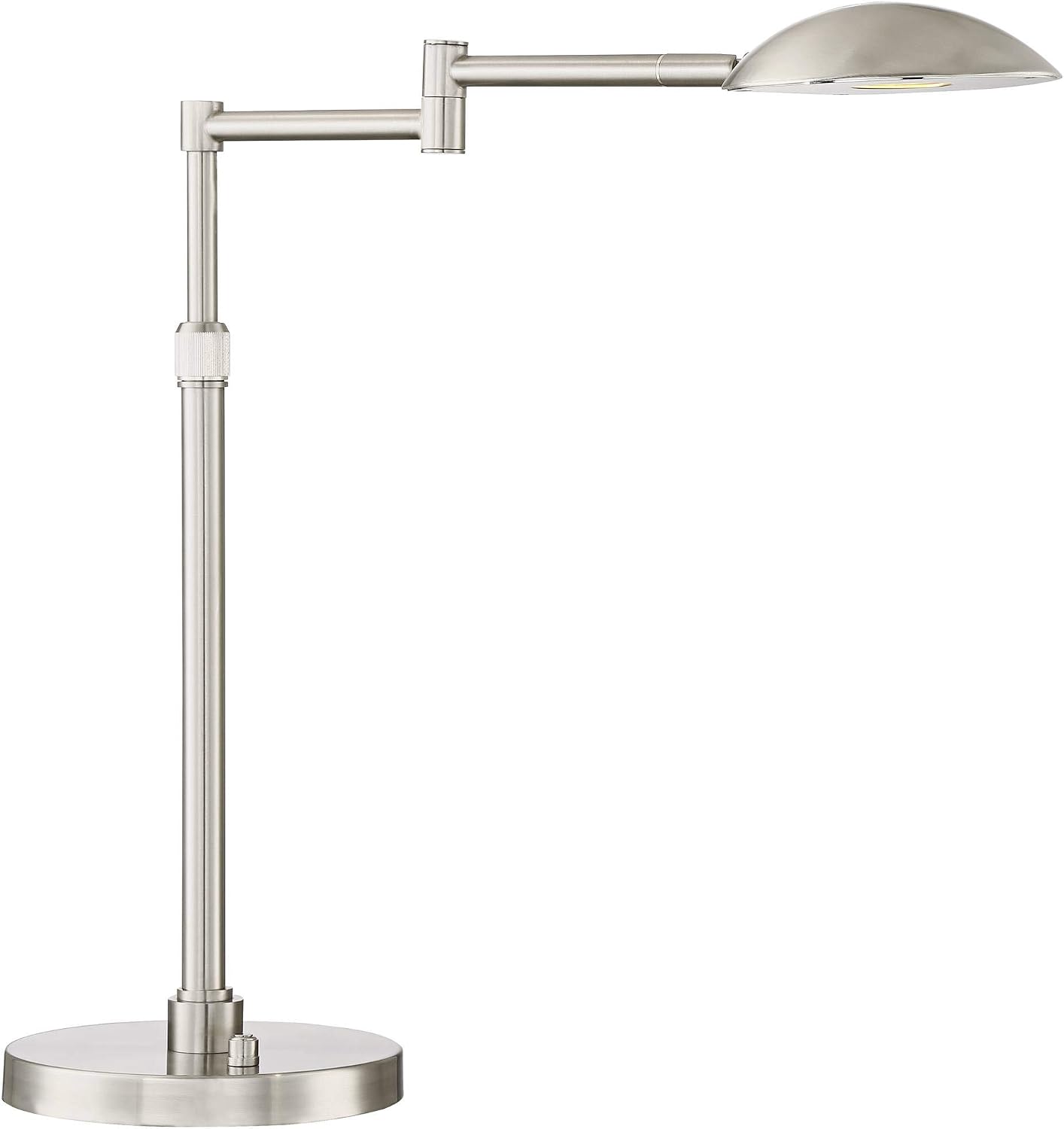 Possini Euro Design Eliptik Modern Desk Table Lamp 24 1/2' High Satin Nickel Metal LED Swing Arm Adjustable Height Decor for Bedroom Living Nightstand Bedside Office Kids Room House Home Family