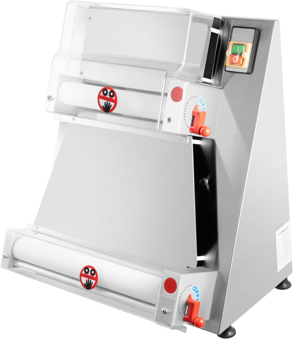 Pizza Dough Roller Sheeter, 4-16' 110V 370W Commercial Electric Automatic Pizza Press Making Rolling Machine Stainless Steel Adjustable Thickness Dough Machine for Noodle Pizza Bread & Pasta Maker