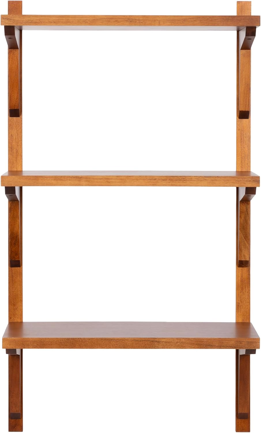 Kate and Laurel Meridien Modern Three-Tier Wooden Shelves, 18 x 9 x 32, Walnut Brown, Stunning Tiered Wall Shelf for Storage and Display as Cute Nursery Shelving or Over-the Toilet Storage