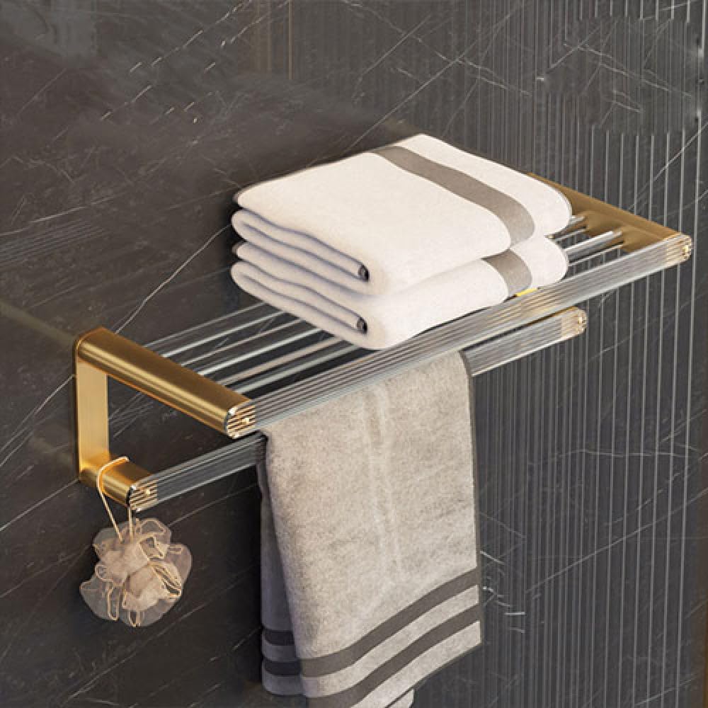 Bathroom Hardware Set, Gold Bath Accessories Wall Mounted Towel Rack,Towel Bar,Toilet Brush,Towel Hooks,Paper Holder,Towel Rack