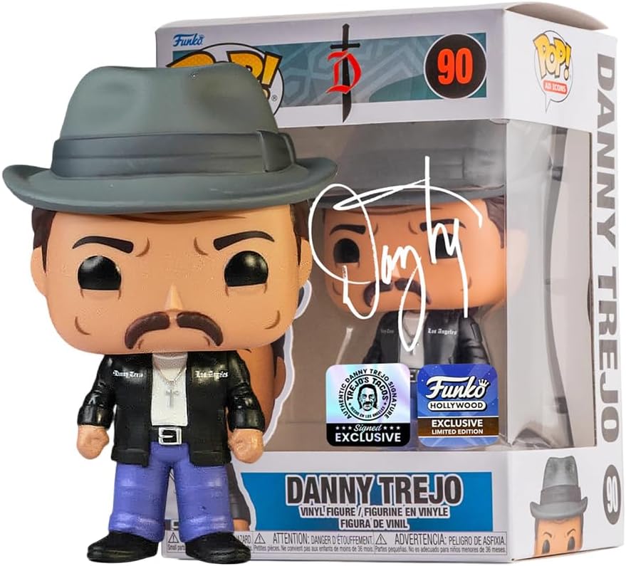 Trejo's Tacos Funko Pop #90 Vinyl Figure Signed by Danny Trejo - Limited Edition Hollywood Exclusive Hand-Inscribed Collectible - Includes Authenticity Sticker - Rare Display Box Item for Fans