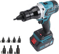 Rivet Gun Automatic Riveter Rivet Nut Gun Set, Battery Powered Brushless Rivet Nut Tool Kit with 6600mah Battery, Suitable for M3–m12 Rivet Nuts(6.6Ah)