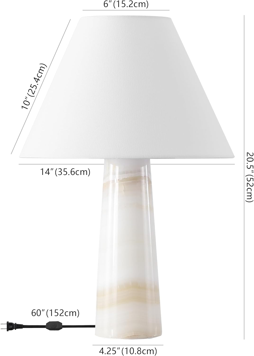 SAFAVIEH Couture Lighting Collection Jennarose Off-White/White Jade Stone 20-inch Dimmable Table Lamp for Bedroom Living Room Home Office Desk Nightstand (LED Bulb Included)
