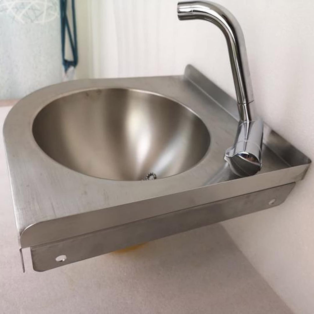 Stainless Steel Single Bowl Sink Wall-Mounted Corner Wash Basin Kitchen Sink for Kitchen Bathroom Lavatory (Color : Silver, Size : 30.5x30.5x13cm) (Silver 30.5x30.5x13cm)
