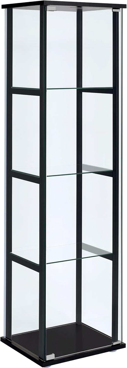 Coaster Home Furnishings Cyclamen 64-inch 5-Tier Clear Tempered Glass Curio Cabinet Display Case with Shelving Black 950171