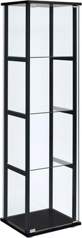 Coaster Home Furnishings Cyclamen 64-inch 5-Tier Clear Tempered Glass Curio Cabinet Display Case with Shelving Black 950171