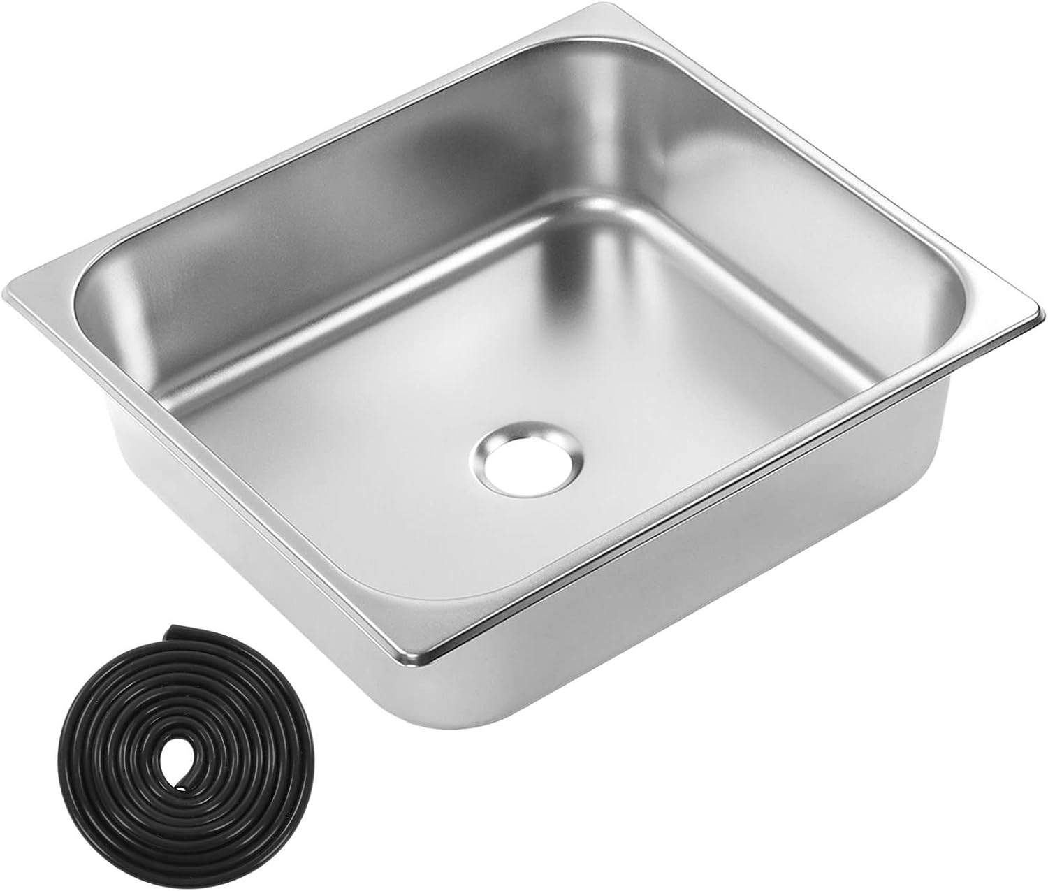 Single Sink Bowl, Fast Discharge Undermount Single Sink, Square Stainless Steel Kitchen Sink for RV Yacht Bathroom