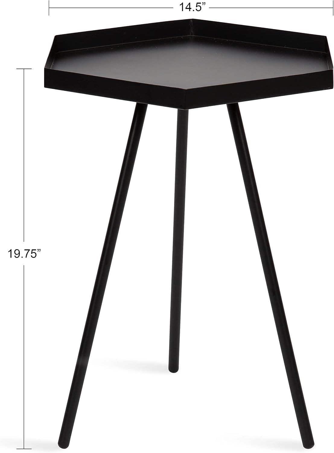 Kate and Laurel Kashvi Modern Side Table; 17 x 15 x 20; Black; Decorative Hexagon Bedroom Nightstand Table for Storage and Display