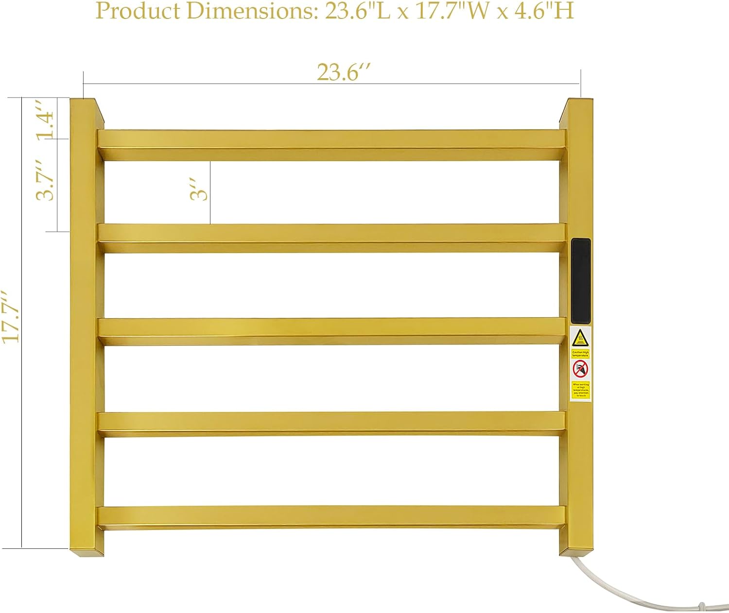 Luxury Heated Towel Rack Wall Mounted Towel Warmers, 5 Bars Towel Warmer Rack for Bathroom with Timer & Temperature Multi-Level Adjustable, Hardwired and Plug-in Compatible (Brushed Gold)