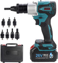 26V Portable Battery Powered Riveter, 2-in-1 Cordless Rivet Nut Gun Set, Battery Powered Pop Rivet Insert Installation Tool, Electric Rivet Nut Gun for M3 M4 M5 M6 M8 M10 M12(2200mAh,1Battery)