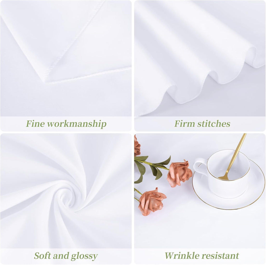 12 Pack White Round Tablecloth 120 Inch - Polyester Table Cloth for Round Tables, Premium Circle Tablecloth Linens Washable Fabric Bulk Table Cover for Wedding Party Banquet Restaurant Reception