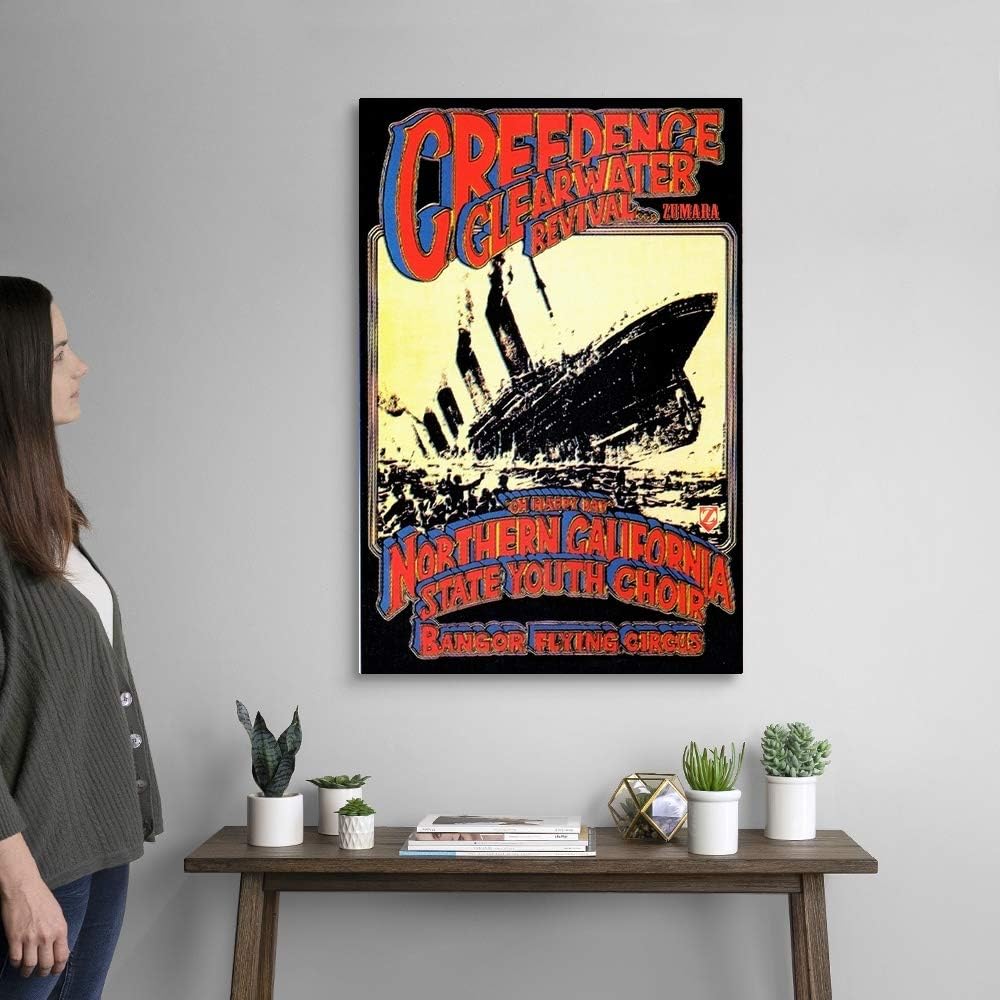 GREATBIGCANVAS Creedence Clearwater Revival Poster Canvas Wall Art Print, Classic Rock Home Decor Artwork, 24'x36'