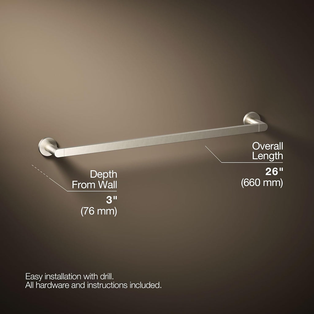 Kohler 73142-BN Composed® 24' Towel bar, Vibrant Brushed Nickel