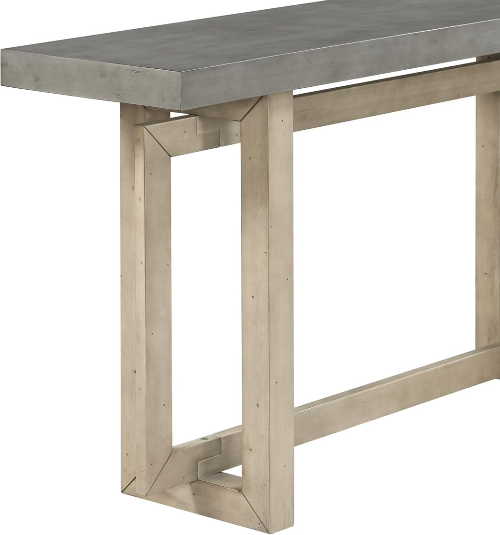 Merax Wood Entryway Console Table, Modern Line Frame with Industrial Concrete Top, for Living Room/Hallway/Foyer, Grey