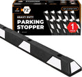 Xpose Safety 72' Heavy Duty Rubber Parking Stopper – 1 Pack Wheel Blocks for Garage, Driveway, or Ramp – Car Bumper Stop with White Reflective Strips – Removable Floor Mount