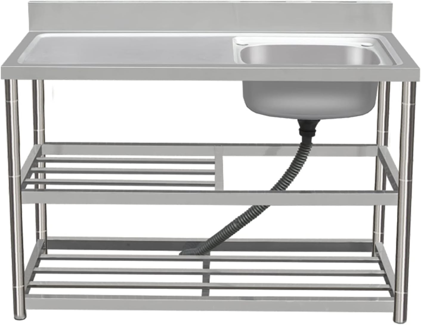 Movable Stainless Steel Kitchen Sink, Commercial 304 Stainless Steel Single Sink Bowl Restaurant Table Utility Sink Washing Hand Basin W/Faucet for Indoor Outdoor
