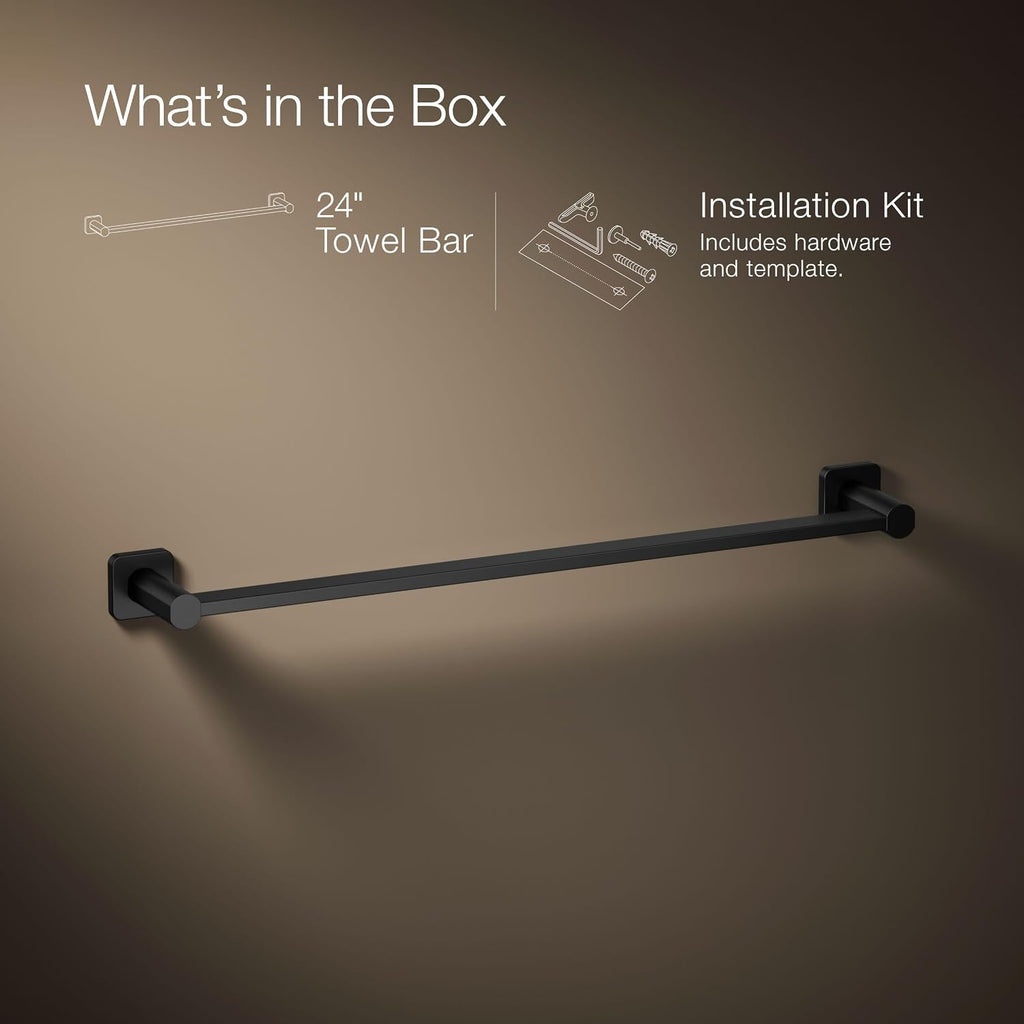 Kohler 23525-BL Parallel® 24' Towel bar, Matte Black