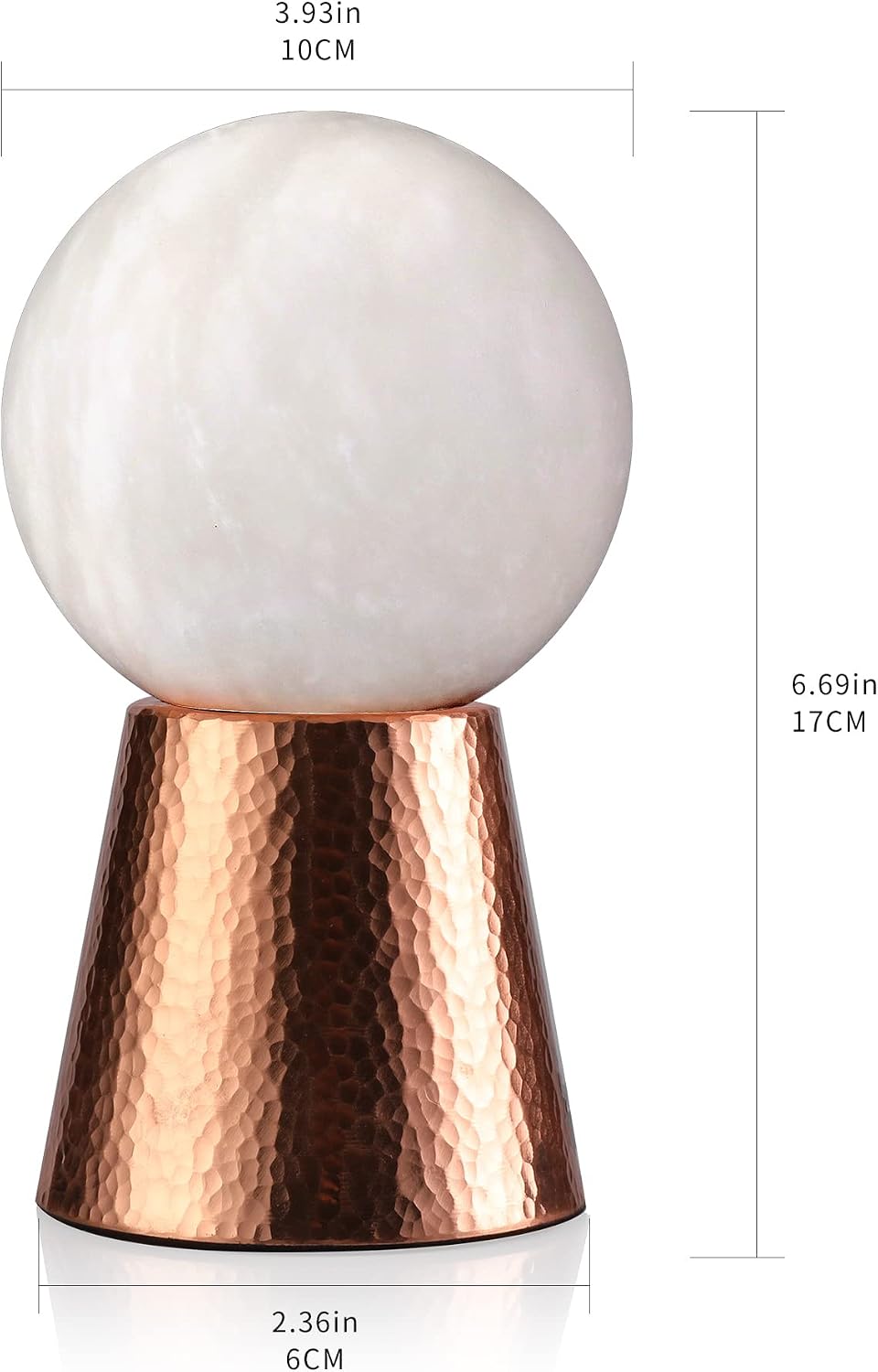 Handcrafted Natural Spanish Alabaster Stone Moon Lamp with Purple Copper Stand Elegant LED Night Light Premium Mini Table Lamp for Home, Office, and Luxury Decor