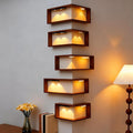 Smart Corner Shelves That Light Up Your Space, Floating Shelves with Led Lights, Floating Shelf with Light, Wooden Corner Shelves, with Lamp & Display Rack, for Display & Decor (With Lights-5PCS)